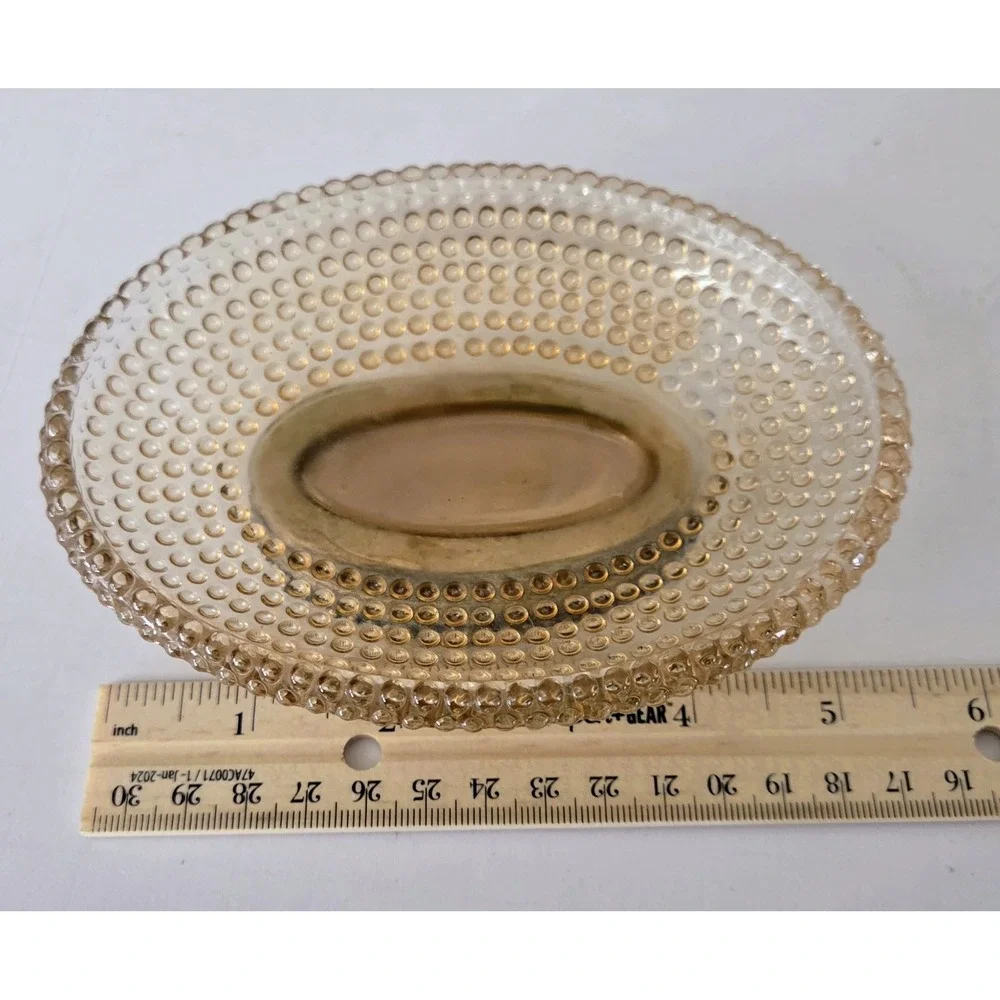 Nicole Miller Small‎ Pedestal Dish Champagne Glass Hobnail Trinket Soap Candy